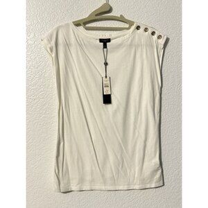 NWT Talbots Women's Cotton Modal Sleeveless Tee White Size Petite P